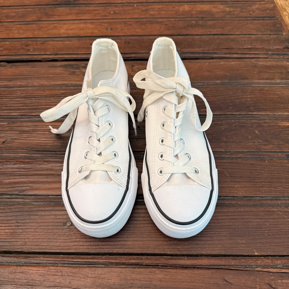 Unbranded White Faux Leather Platform Low Top Sneakers ZY-K22132 Womens 8 39